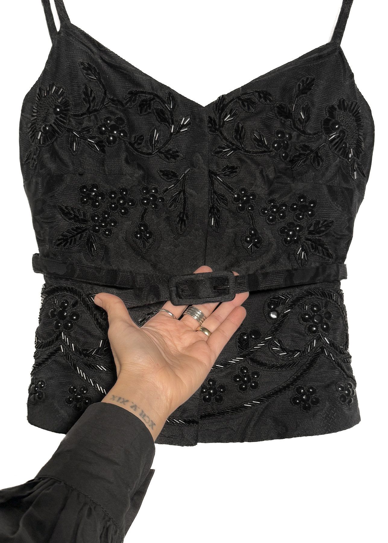 Valentino Valentino Black Beaded Bustier Top Size M / US 6-8 / IT 42-44 - 5 Thumbnail