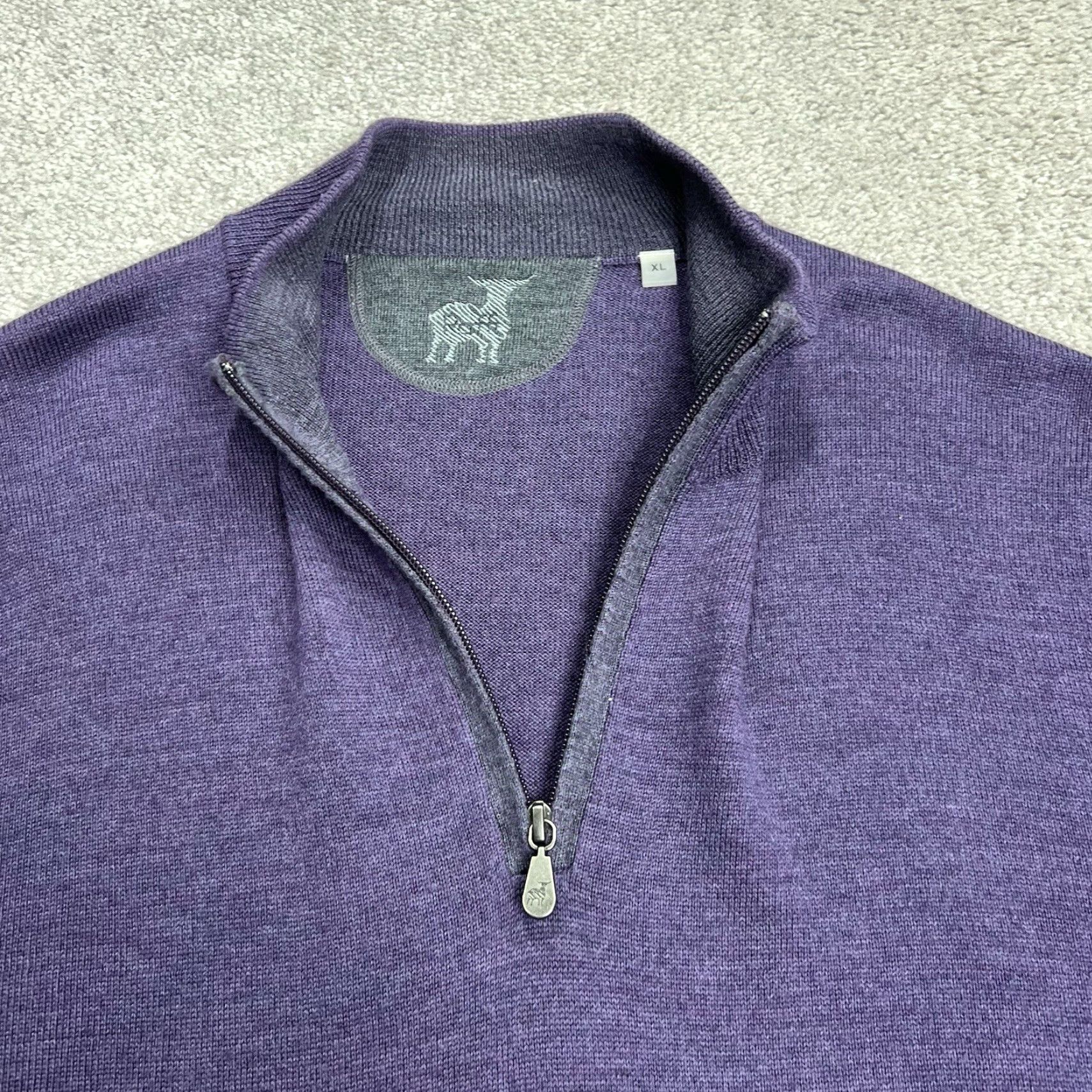 Vintage Raffi Men’s XL Merino Wool Purple 1/4 Zip Mock Neck Pullover Sweater Light Jacket Size US XL / EU 56 / 4 - 4 Thumbnail