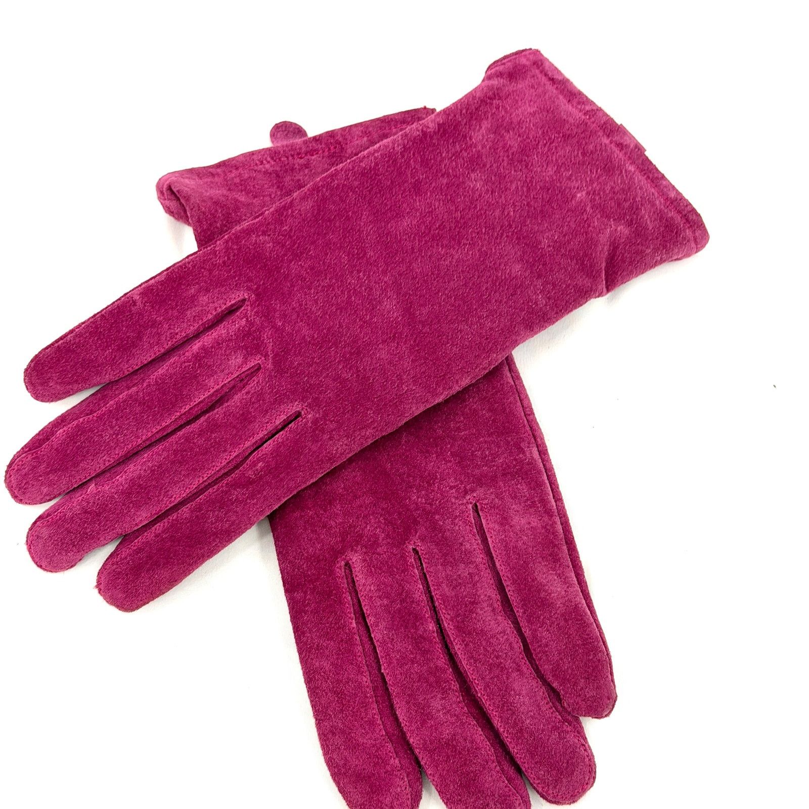 Vintage Vintage Y2K Magenta Pink Genuine Leather Suede Lined Gloves Size ONE SIZE - 1 Thumbnail