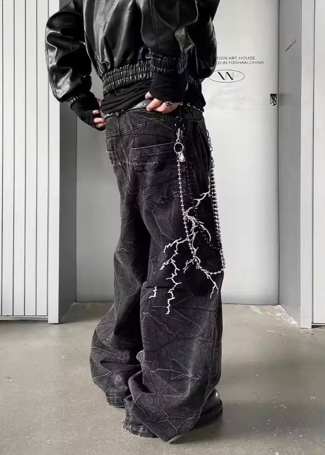 Japanese Brand × Vintage wide leg jeans with unusual design Size US 36 / EU 52 - 3 Thumbnail