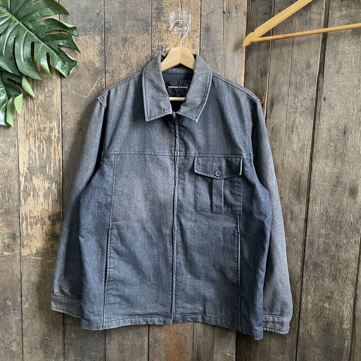 Japanese Brand D Homme A Homme Denim Zipper Jacket Size US L / EU 52-54 / 3 - 1 Thumbnail