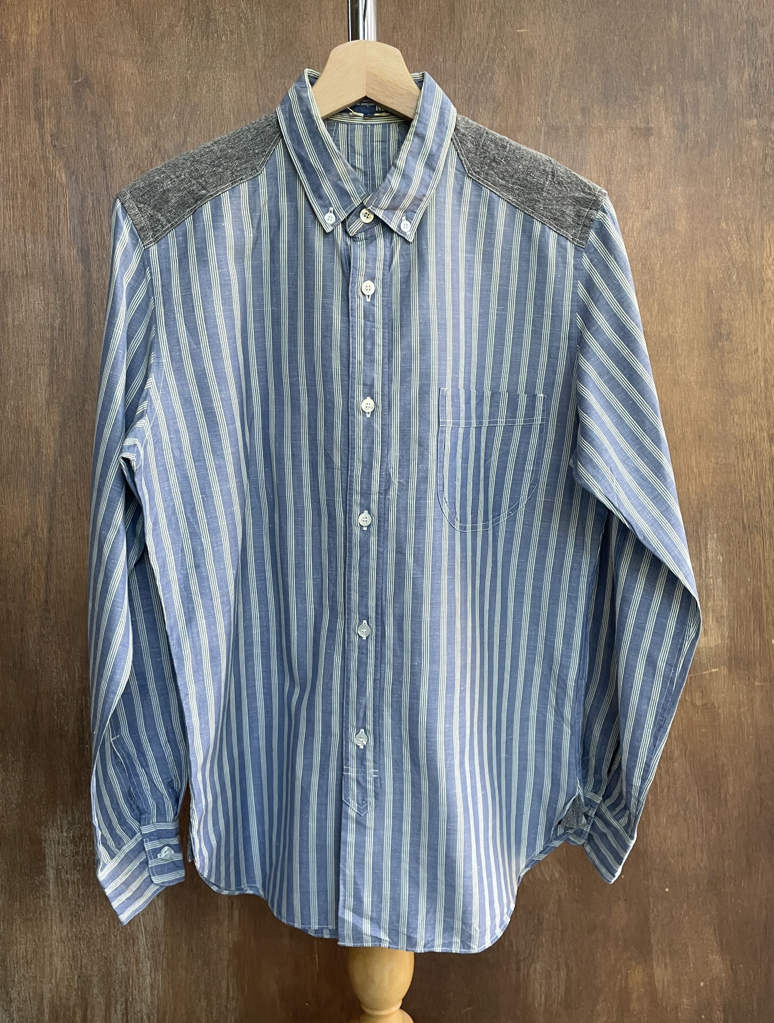 JUNYA WATANABE CDG MAN Stripped Linen Patch Shirt 2013