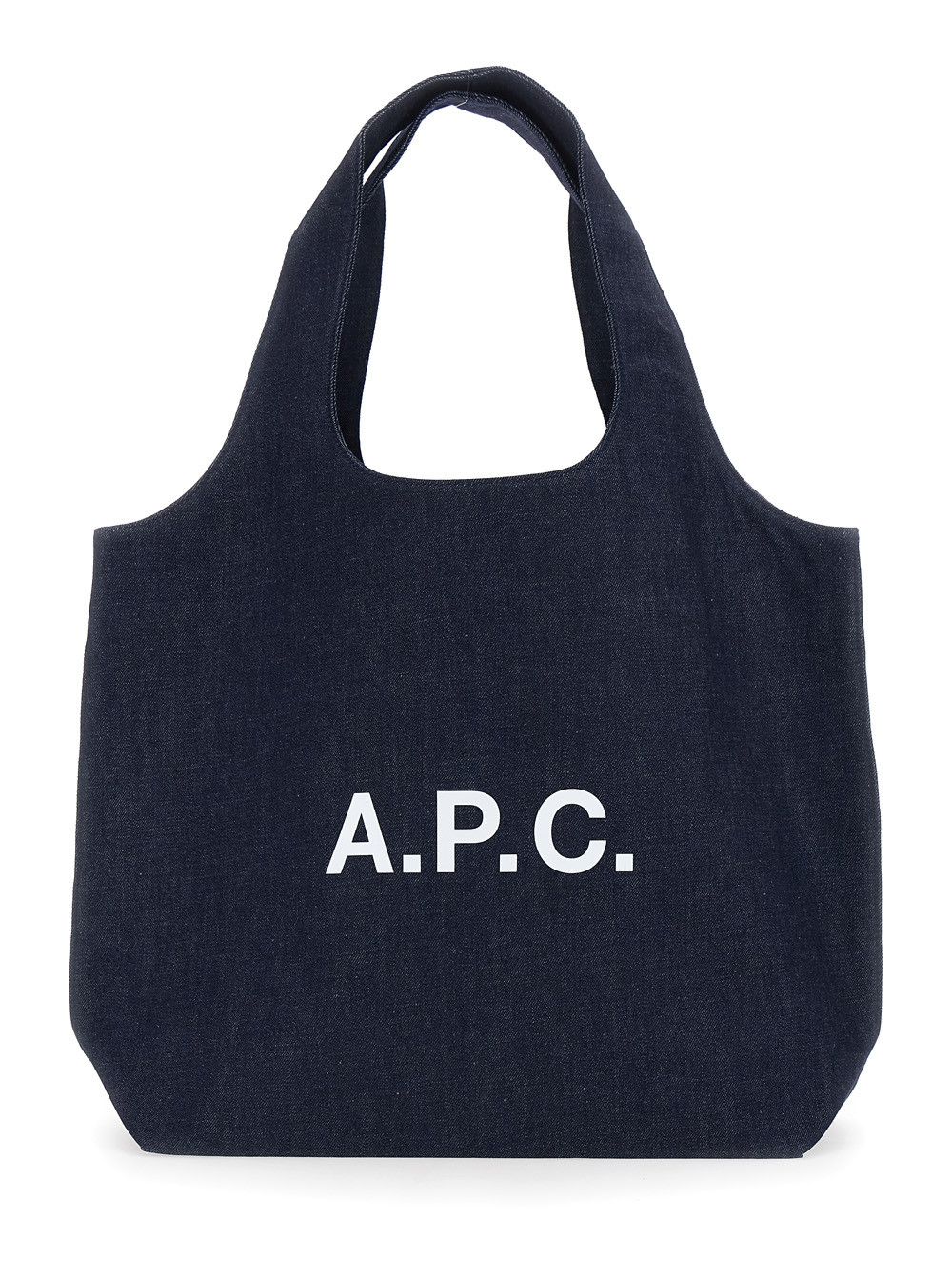 A.P.C. 'Ninon' Blue Shoulder Bag with Two Top Handles and Lettering Logo on the Front in Cotton for Men Size ONE SIZE - 1 Thumbnail