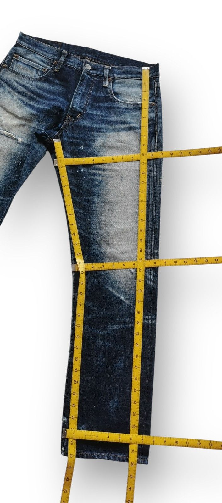 Tornado Mart R.N.A Distressed Denim Whisker Fade Paint Splatter Vintage Size US 31 - 8 Thumbnail