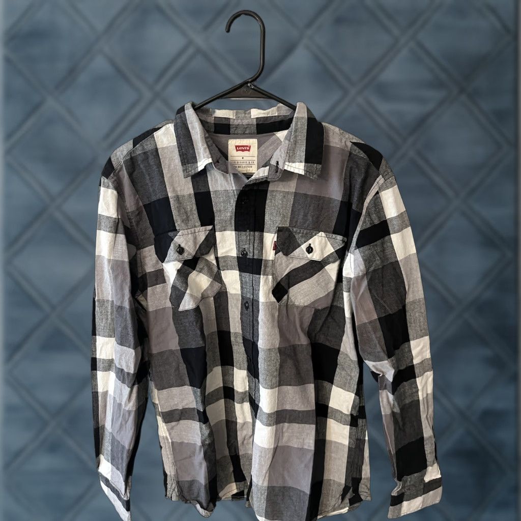 Levi's Levis Mens Shirt Black Plaid Button Up Easy Care Lightweight Collared Long Sleeve M Size US M / EU 48-50 / 2 - 1 Thumbnail