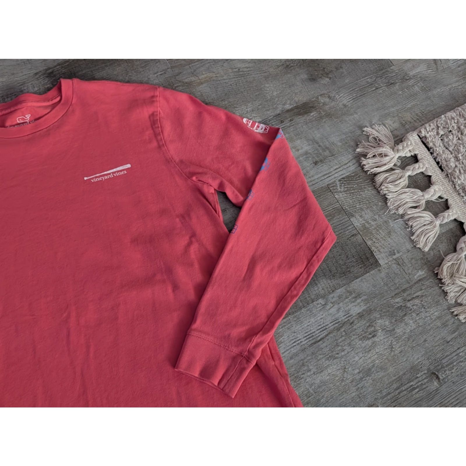 Vineyard Vines Vineyard Vines Long Sleeve Tee Baseball Icon Pink Adult S EUC Size S / US 4 / IT 40 - 3 Thumbnail