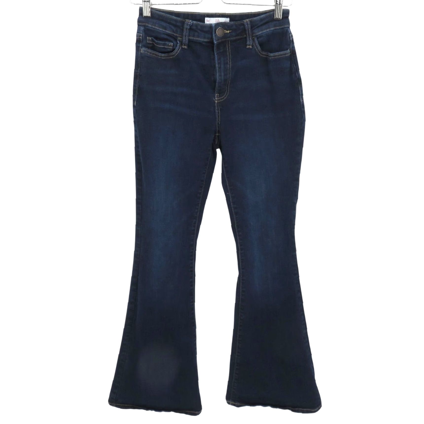 Vintage **SO Juniors Women 5 High Rise Flare Dark Blue Denim Jeans Pockets** User: **SO Juniors Women 5 High Rise Flare Blue Denim Jeans Pockets** Size 27" / US 4 / IT 40 - 2 Thumbnail
