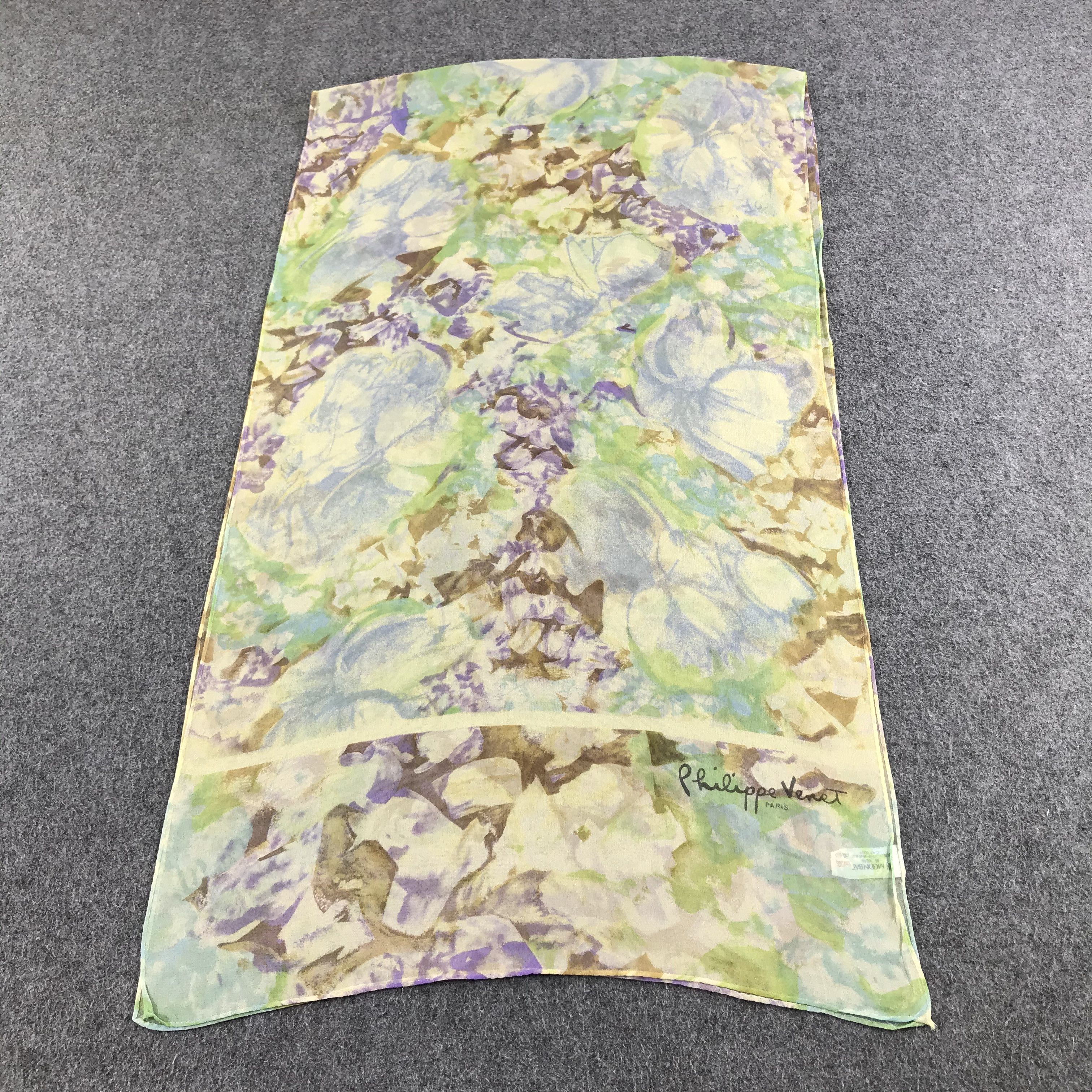 Japanese Brand Philippe V Abstract Design Silk Stole Silk Scarf M87 Size ONE SIZE - 2 Thumbnail