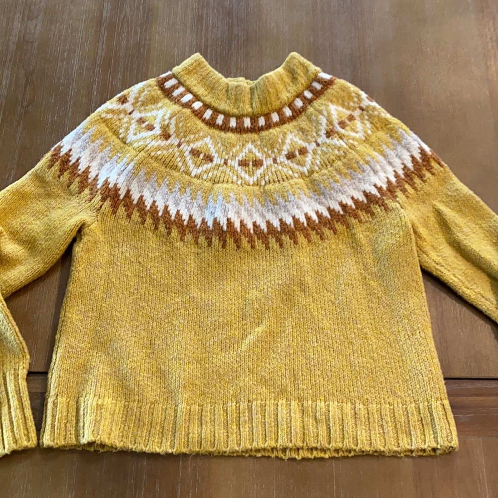 American Eagle Outfitters American Eagle mock neck fair isle mustard plush sweater Size S / US 4 / IT 40 - 2 Thumbnail