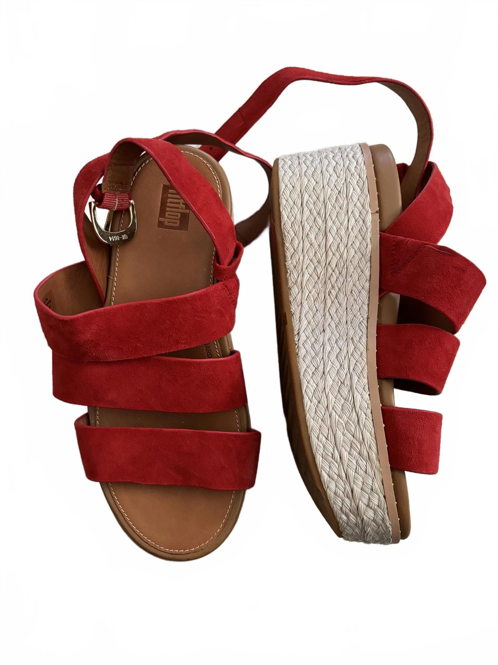 Designer NWOT Stylish Red Suede Wedge Sandals by Fitflop - Size US 5 Size US 5 / IT 35 - 2 Thumbnail