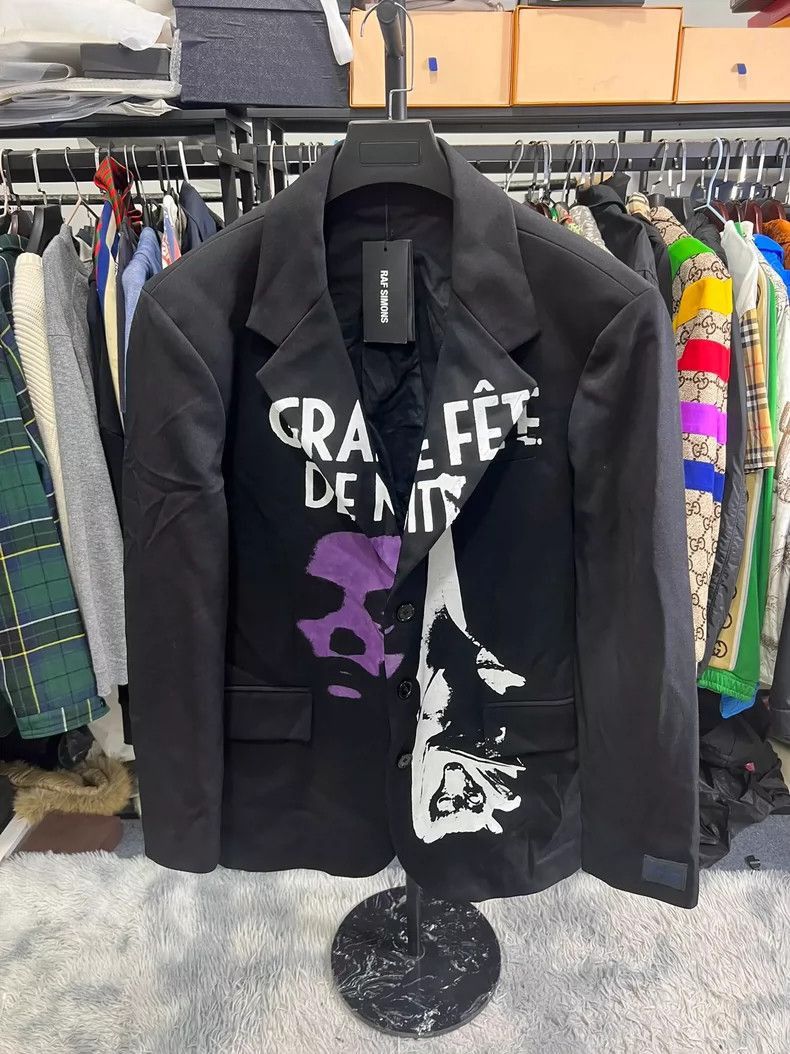 Raf Simons Black Graphic Blazer Jacket-2506