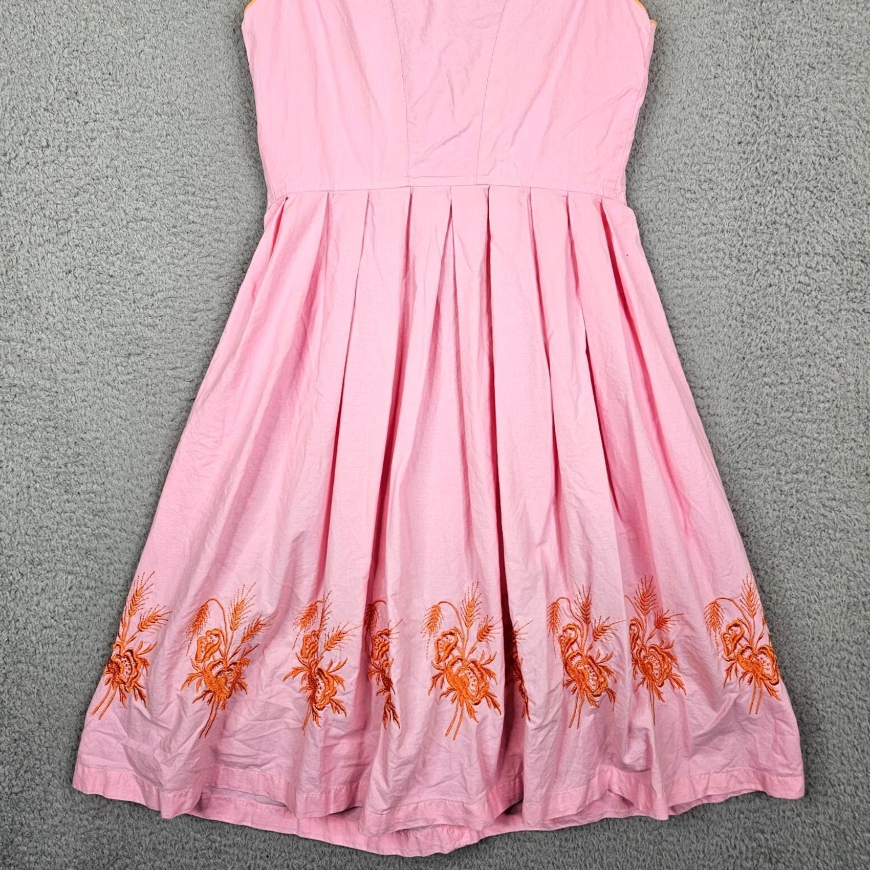 Pinko VINTAGE Oscar Trachten Dress Sleeveless Pink Embroidered Knee Length A-Line 34 Womens Size XXS / US 00 / IT 34 - 4 Thumbnail