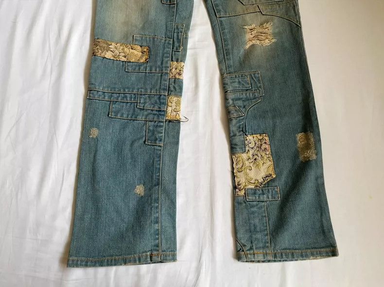 Yohji Yamamoto Vintage Floral Patchwork Denim Pants-2506 Size 28" / US 6 / IT 42 - 3 Thumbnail