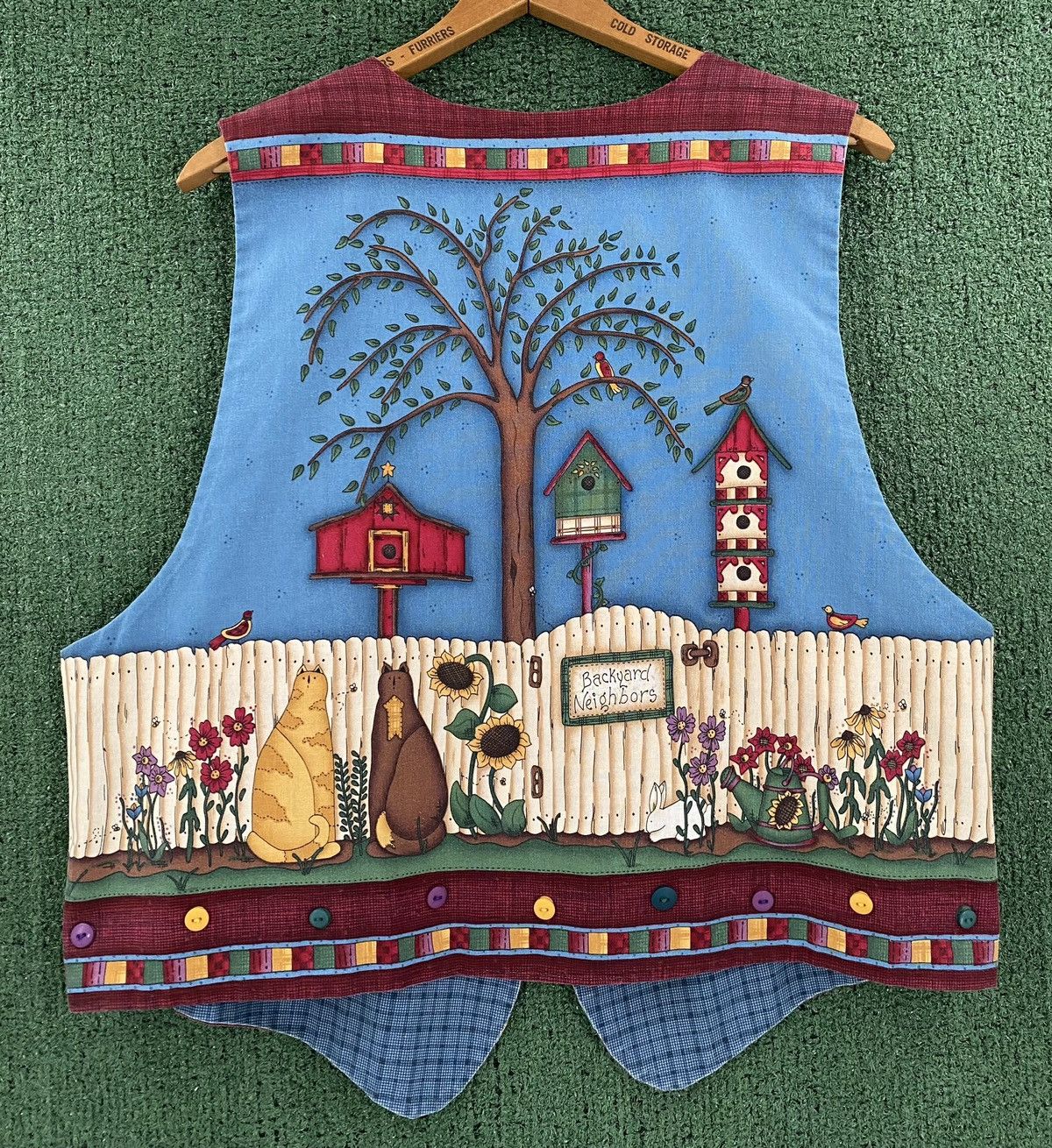 Vintage VTG 90’s Handmade Backyard Friends Cats Double Sided Vest XL Size XL / US 12-14 / IT 48-50 - 5 Thumbnail