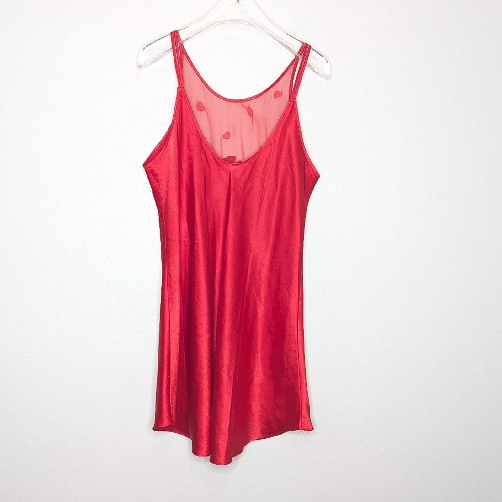 Vintage Vintage 90's Red Embroidered Heart Pattern Semi Sheer Dress Size M / US 6-8 / IT 42-44 - 2 Thumbnail