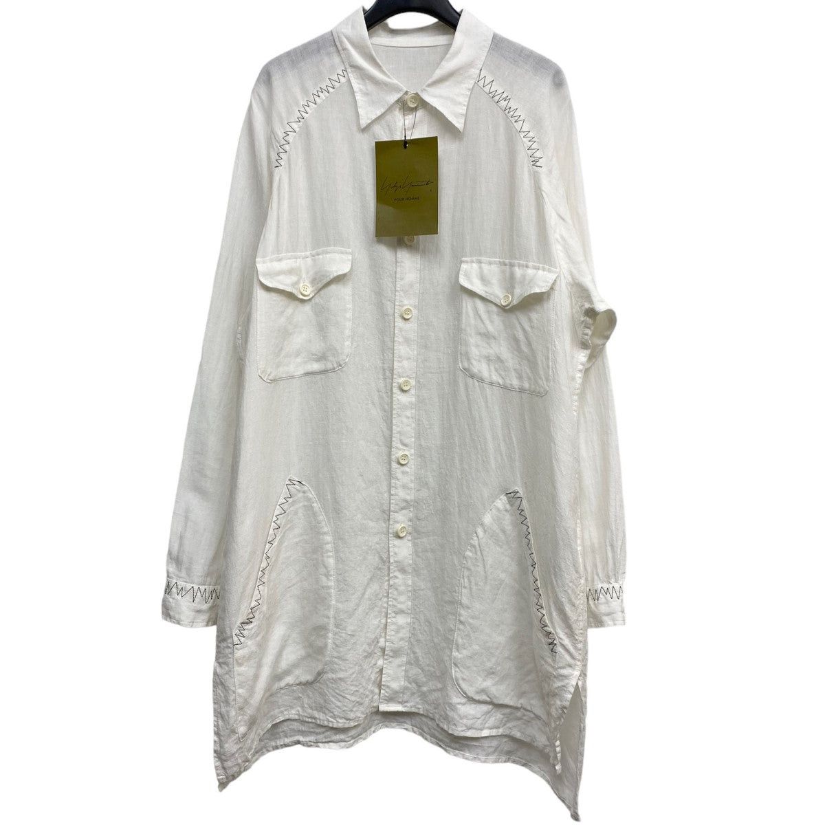 Yohji Yamamoto Yohji Yamamoto 24SSFLAX LAWN SHIRT Longlinen shirt coat Size US M / EU 48-50 / 2 - 1 Thumbnail