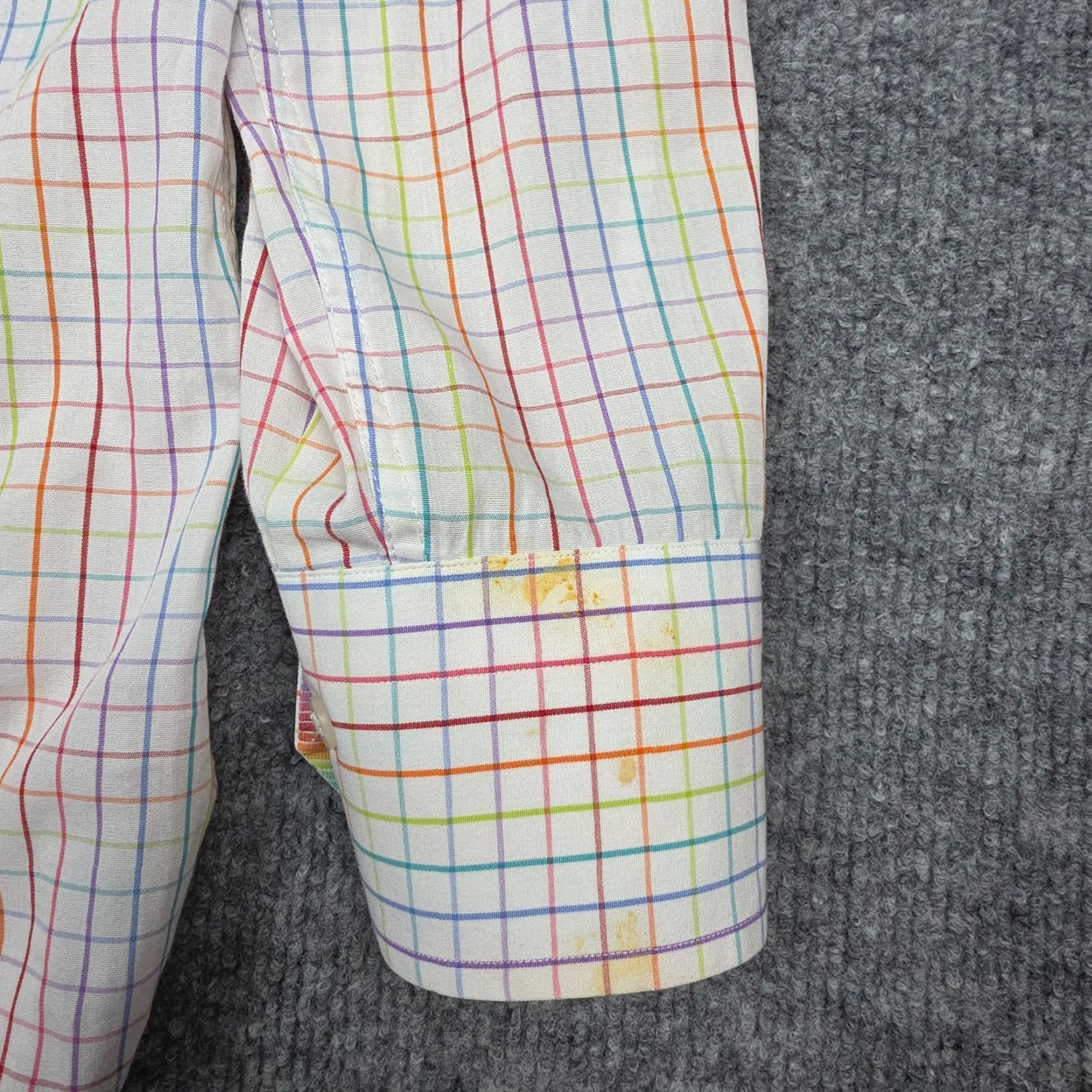 Emmett Emmett Dress Shirt Mens 15.5 / 39CM Striped Rainbow Multi Color Collared Long Sleeve Barrel Cuff Blues Mens Size 42R - 5 Thumbnail