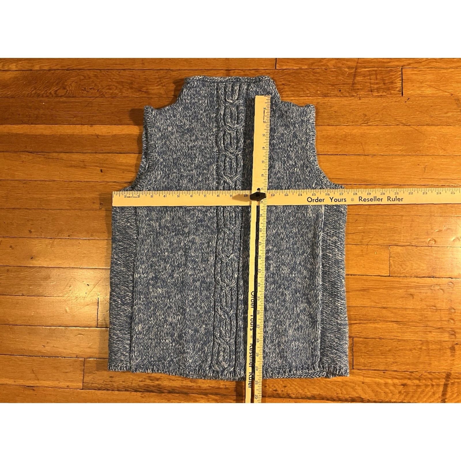 Anthropologie VINTAGE Curio Sweater Vest Women’s Large L Blue White Cable-Knit Mock Neck Sleeveless Casual 90s Retro Classic Preppy Knit Vest Womens Size L / US 10 / IT 46 - 7 Thumbnail