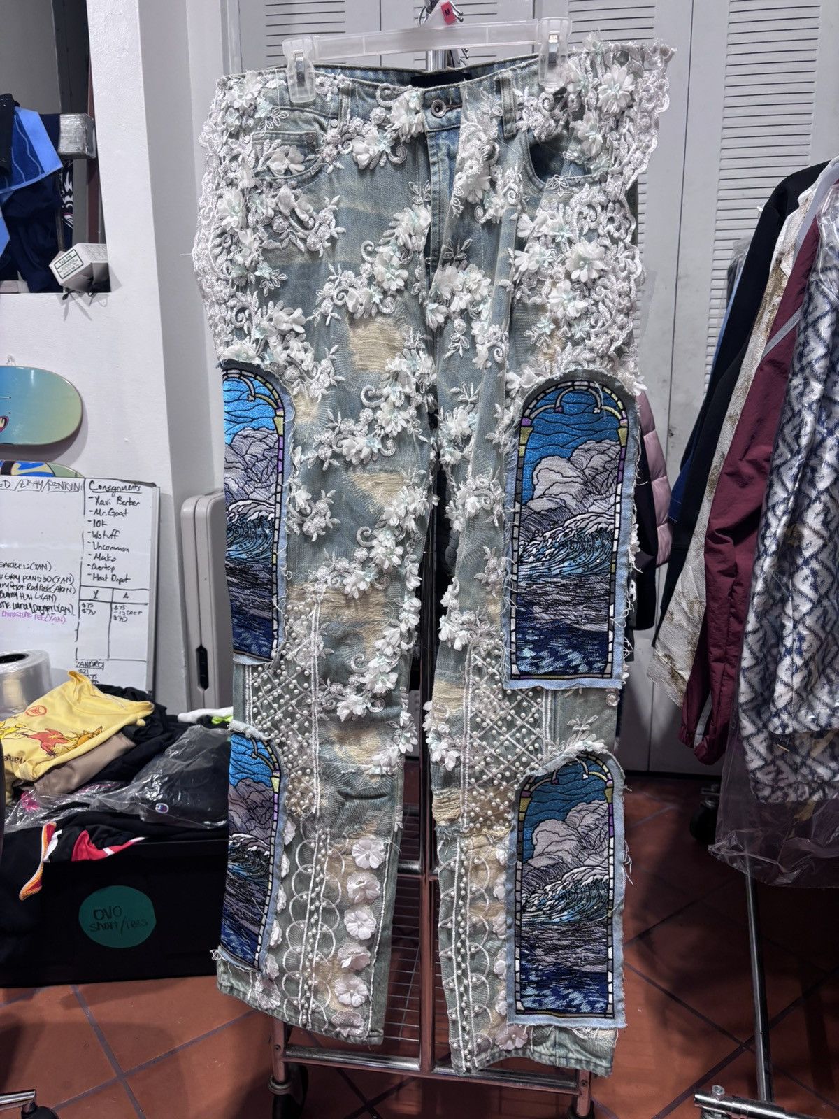 Who Decides War Who Decides War Rhinestone Washed Denim Sky Size US 30 / EU 46 - 1 Thumbnail