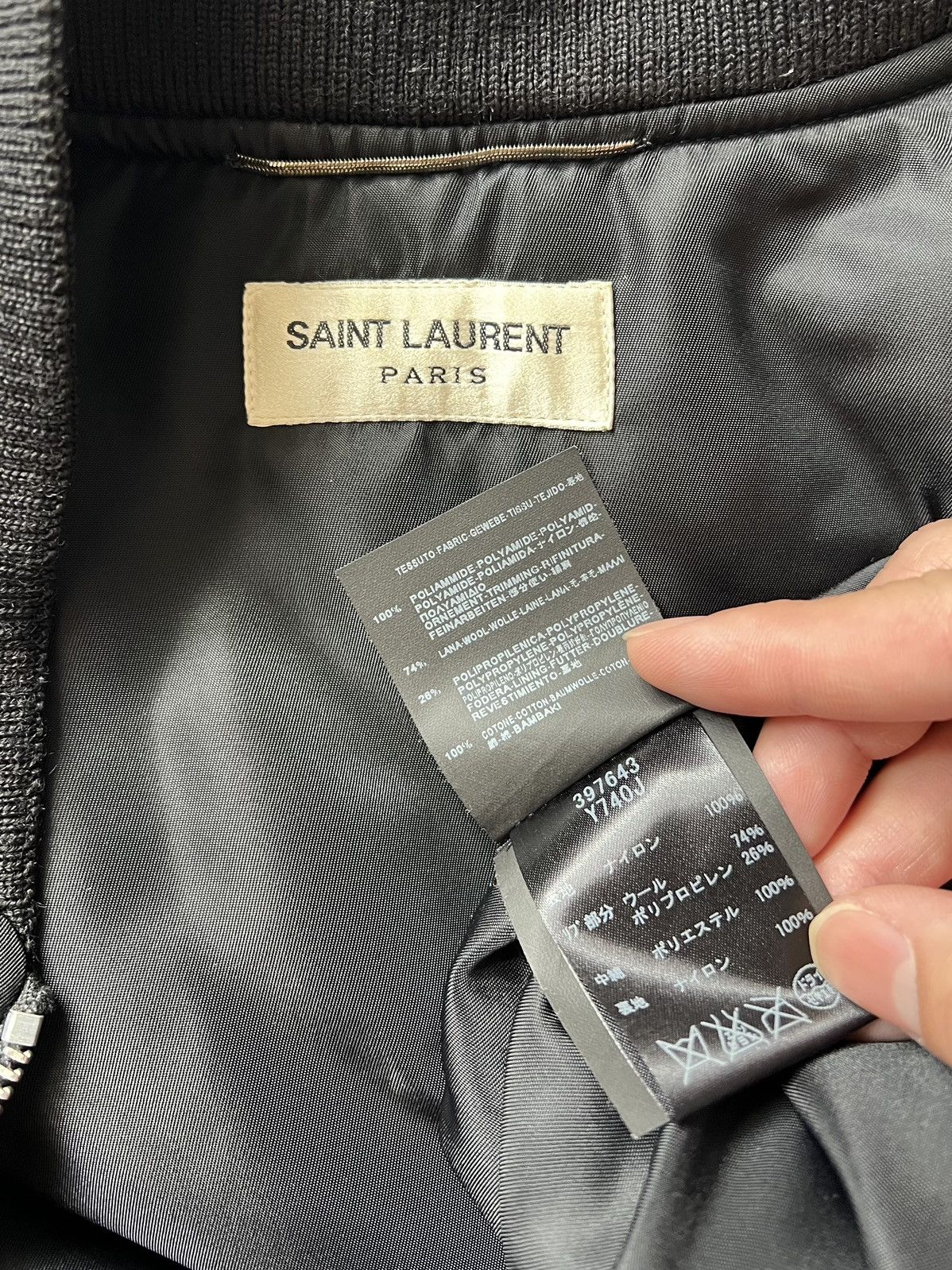 Hedi Slimane × Saint Laurent Paris 15FW Black Nylon MA-1 Bomber Jacket sz44 Size US S / EU 44-46 / 1 - 8 Thumbnail