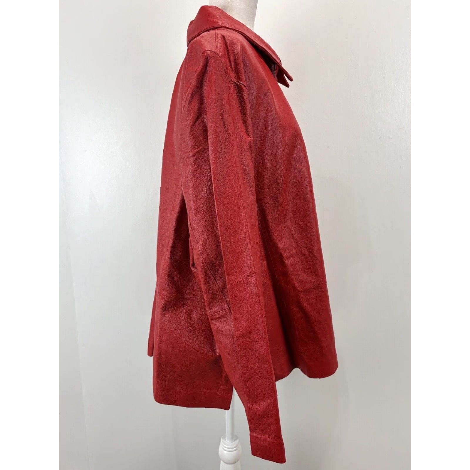 Vintage VINTAGE Venezia Leather Jacket Shacket Women’s Plus Size 26/28 Red Lined Casual Fall Winter Spring Size 4XL / US 24-26 - 4 Thumbnail
