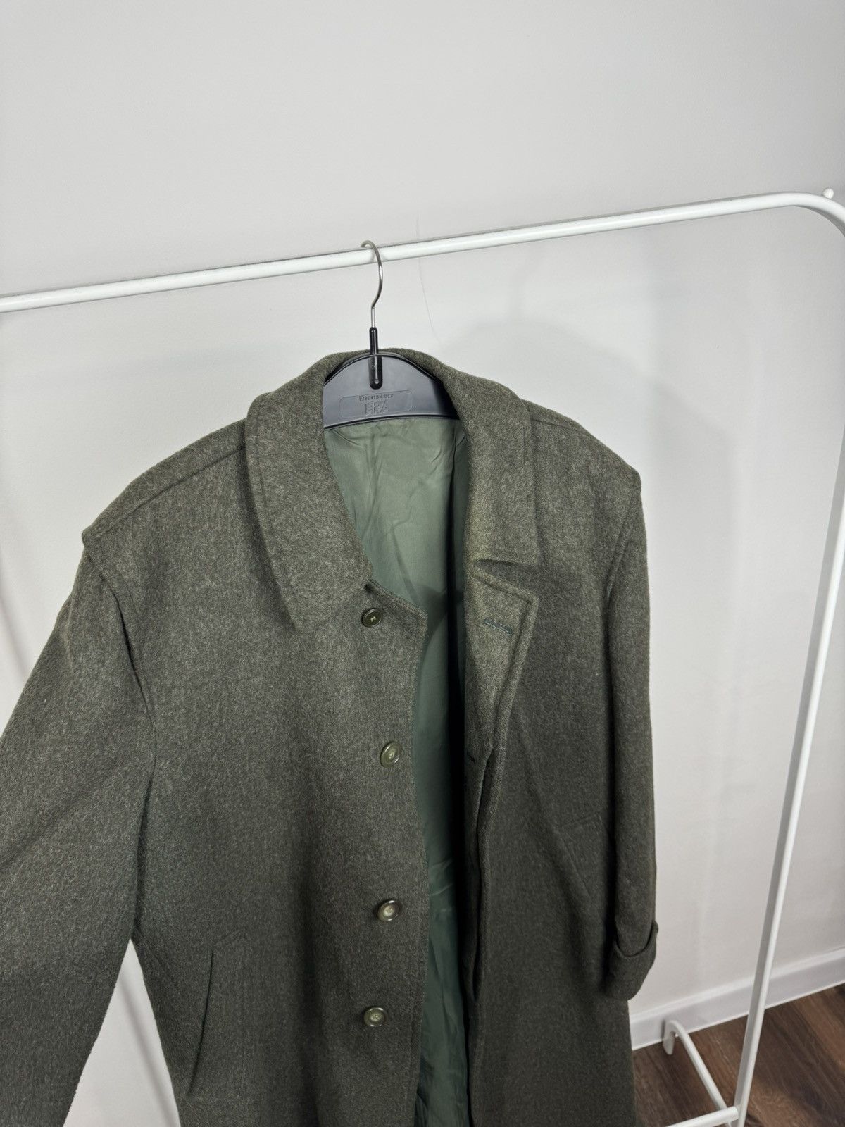 Other Vintage Men’s Olive Wool Overcoat Long Minimal Winter Coat Size US XXL / EU 58 / 5 - 11 Thumbnail