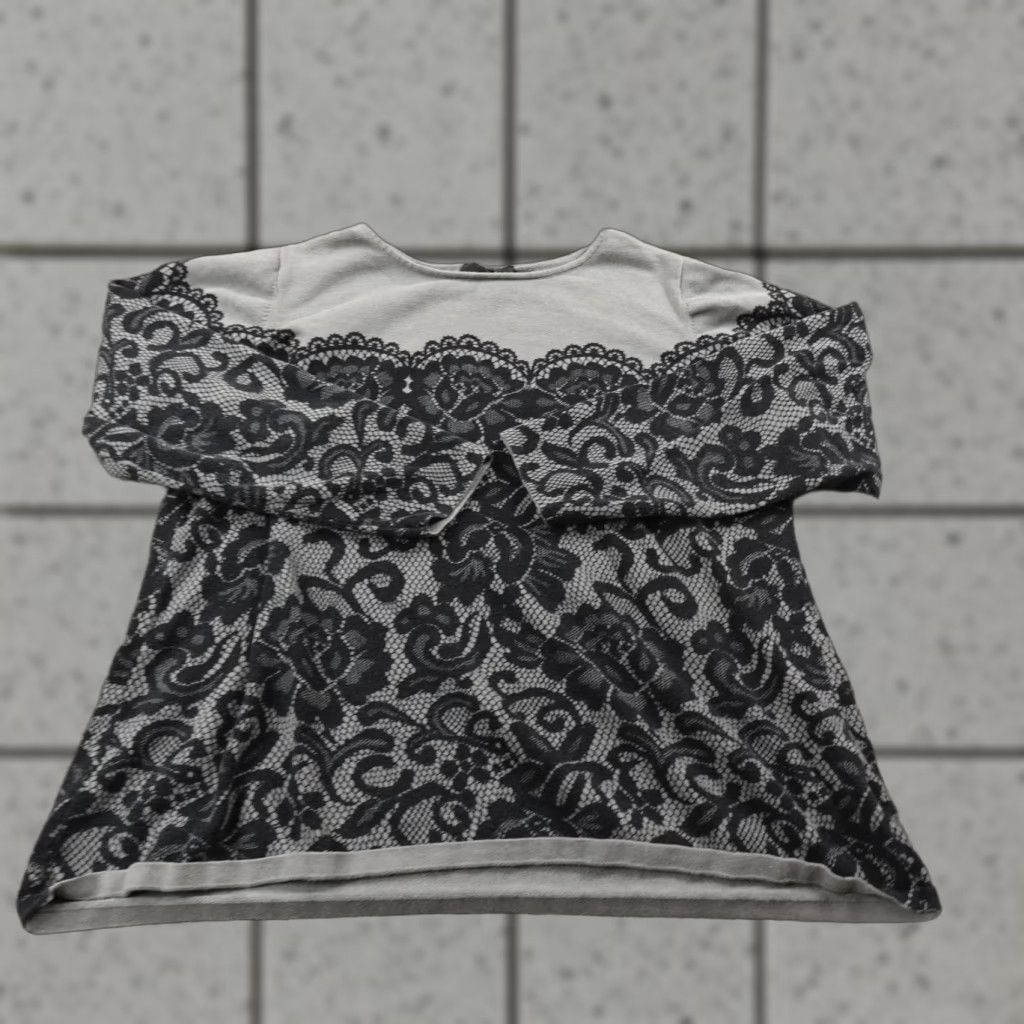 Bob Mackie Bob Mackie Sweater Womens 1X Black Gray Floral Lace Wearable Art Pullover Shirt Size XL / US 12-14 / IT 48-50 - 1 Thumbnail