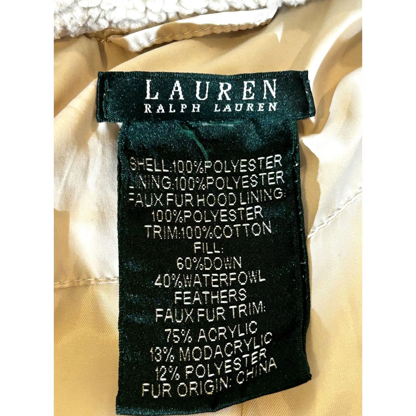Ralph Lauren Lauren Ralph Womens Medium Down Puffer Long Coat Beige Size M / US 6-8 / IT 42-44 - 7 Thumbnail
