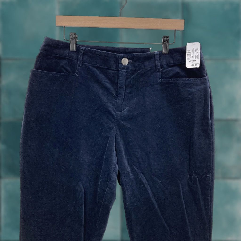 Velvet CJ Banks Pants Womens 14W Navy Blue Velvet The Perfect Pant Straight High Rise Size 36" / US 14 / IT 50 - 1 Thumbnail