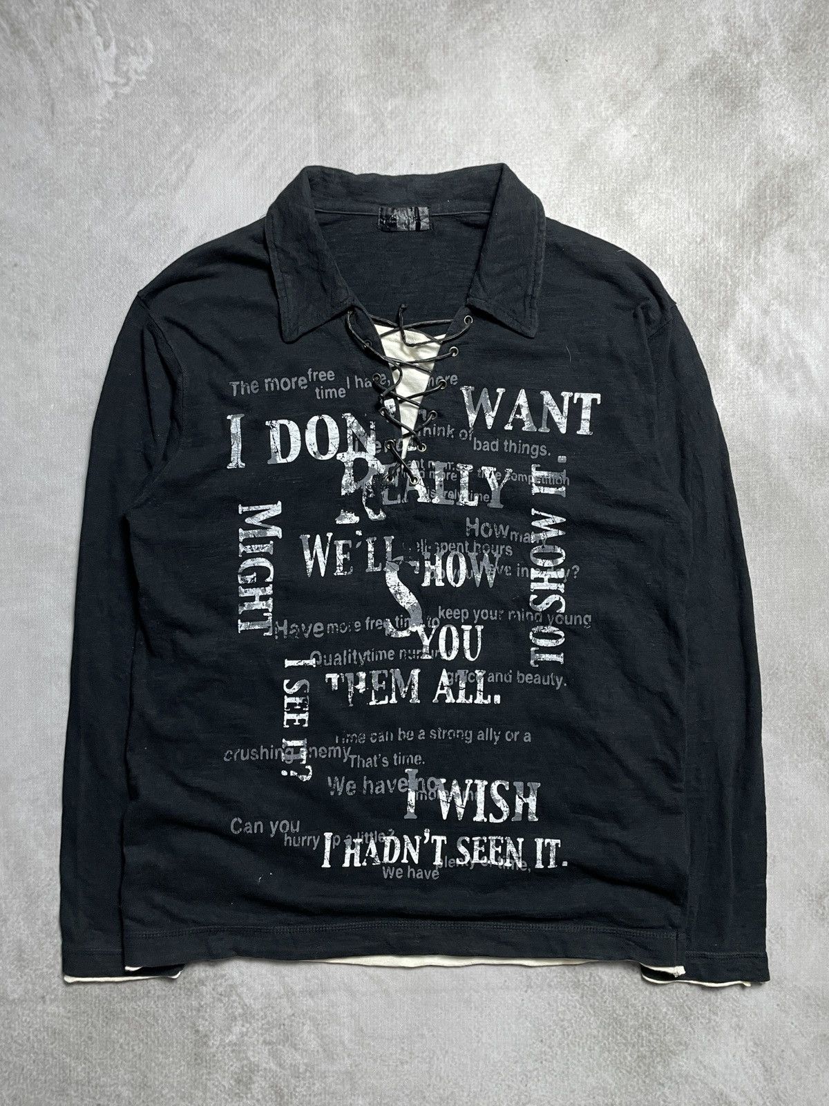 14th Addiction 2000’s T3D - Lace Up Poem Double Layer Vkei Style Longsleeve Size US L / EU 52-54 / 3 - 1 Thumbnail