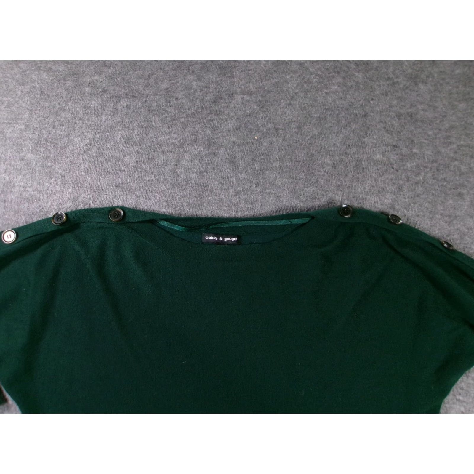 Vintage Cable & Gauge Forest Green Knit Top Women Boat Neck Dolman 3/4 Sleeve Button Shoulder S Blouse Vintage No Size S / US 4 / IT 40 - 2 Thumbnail