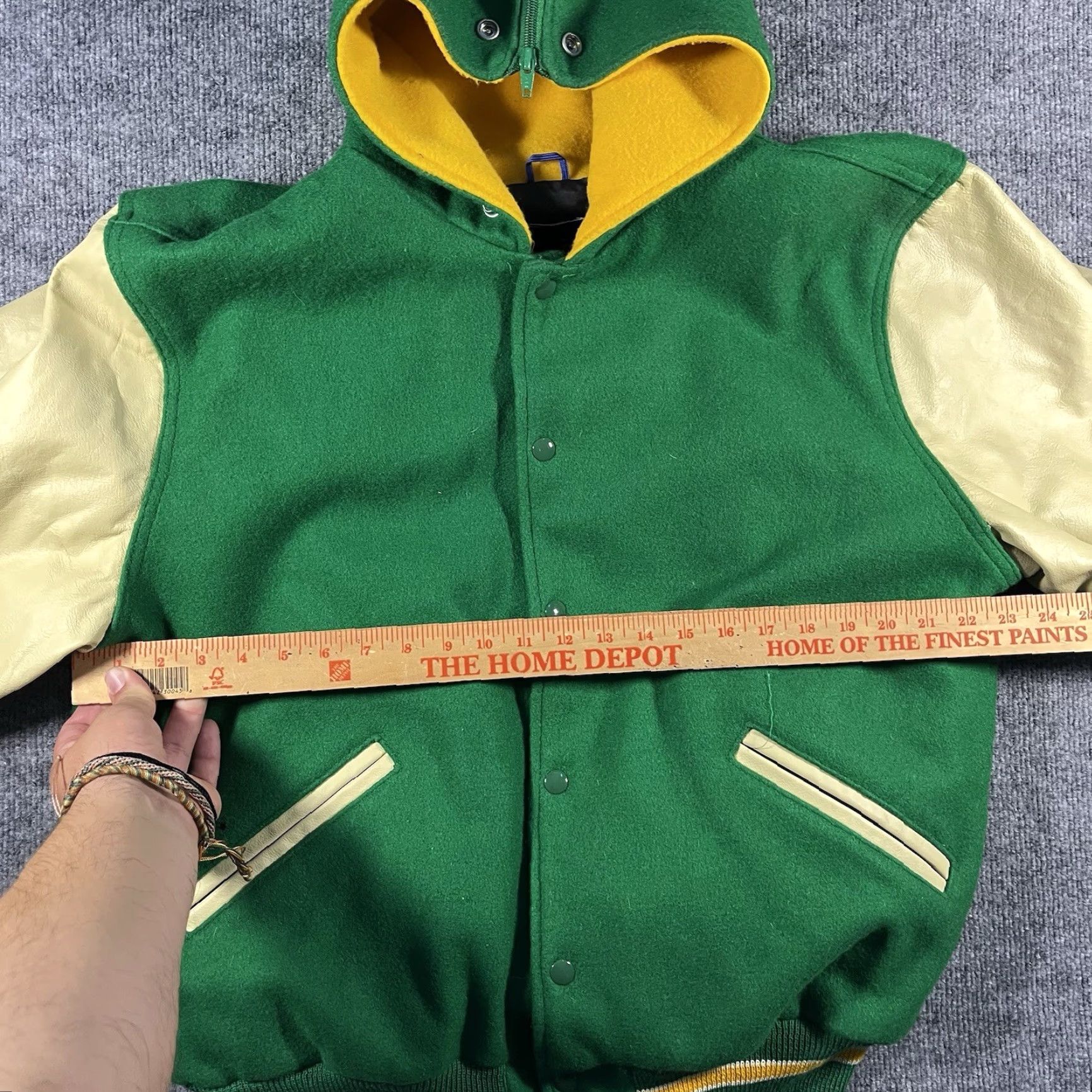 Vintage Vintage Rennoc 80s 90s Varsity Letterman Hooded Bomber Jacket Green Mens XL NEW Size US XL / EU 56 / 4 - 7 Thumbnail