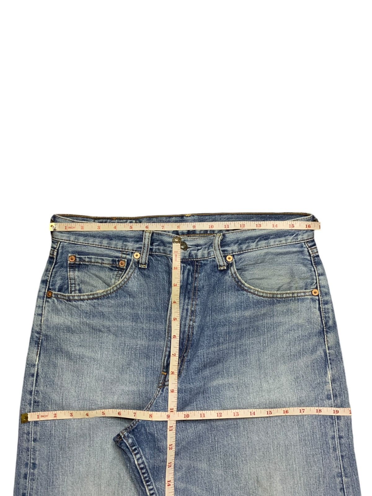 LVC × Levi's × Levi's Vintage Clothing Vintage 90s Levis 504 Blue Wash Distressed Baggy Jeans Size US 33 - 11 Thumbnail