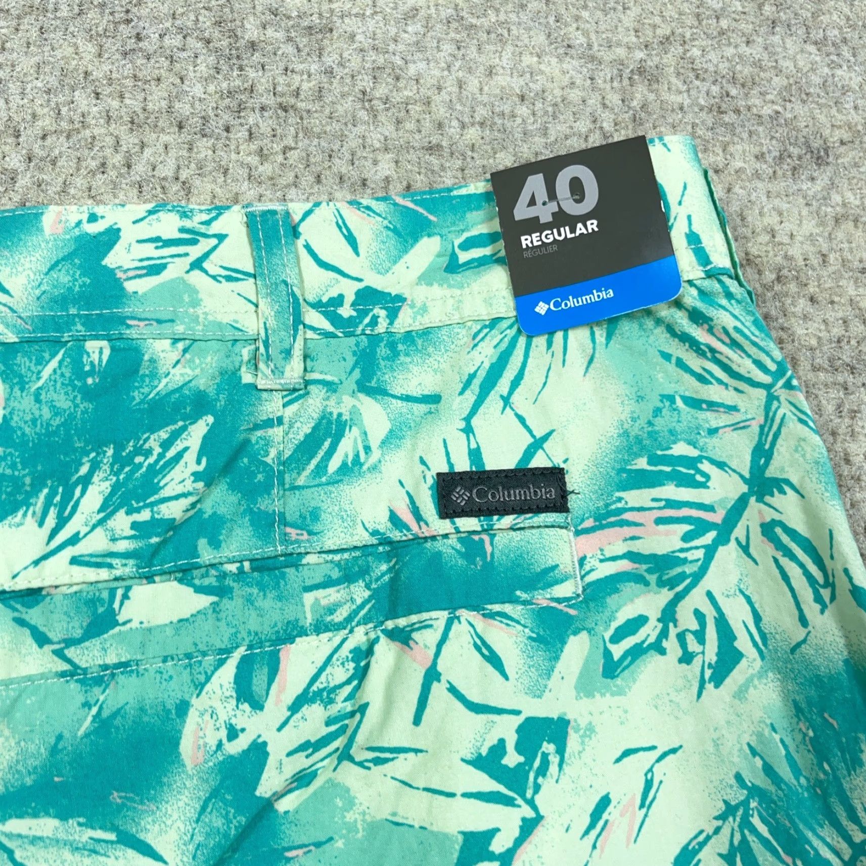 Vintage Columbia Shorts Men 40 Green Chino Palm Print Floral Washed Out Flat Front NEW Size US 40 / EU 56 - 7 Thumbnail