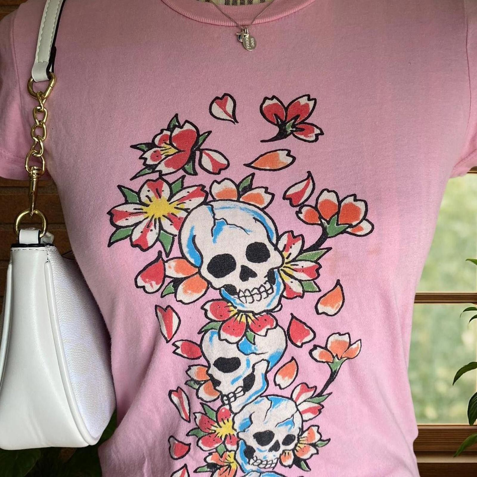 Ed Hardy Ed Hardy- Light pink baby tee with skull graphic Size S / US 4 / IT 40 - 4 Thumbnail
