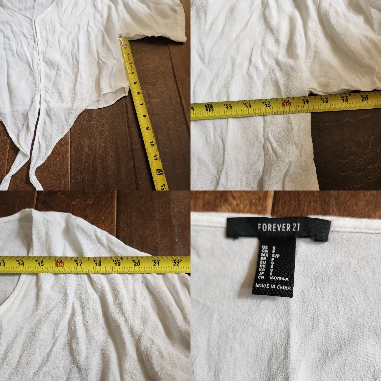 H&M H&M Women's White Front Tie Top - Size S, Short Sleeve, Regular Fit, Rayon Blouse, Casual Party/Cocktail, All Seasons, Lightweight, Easy Care Size S / US 4 / IT 40 - 8 Thumbnail