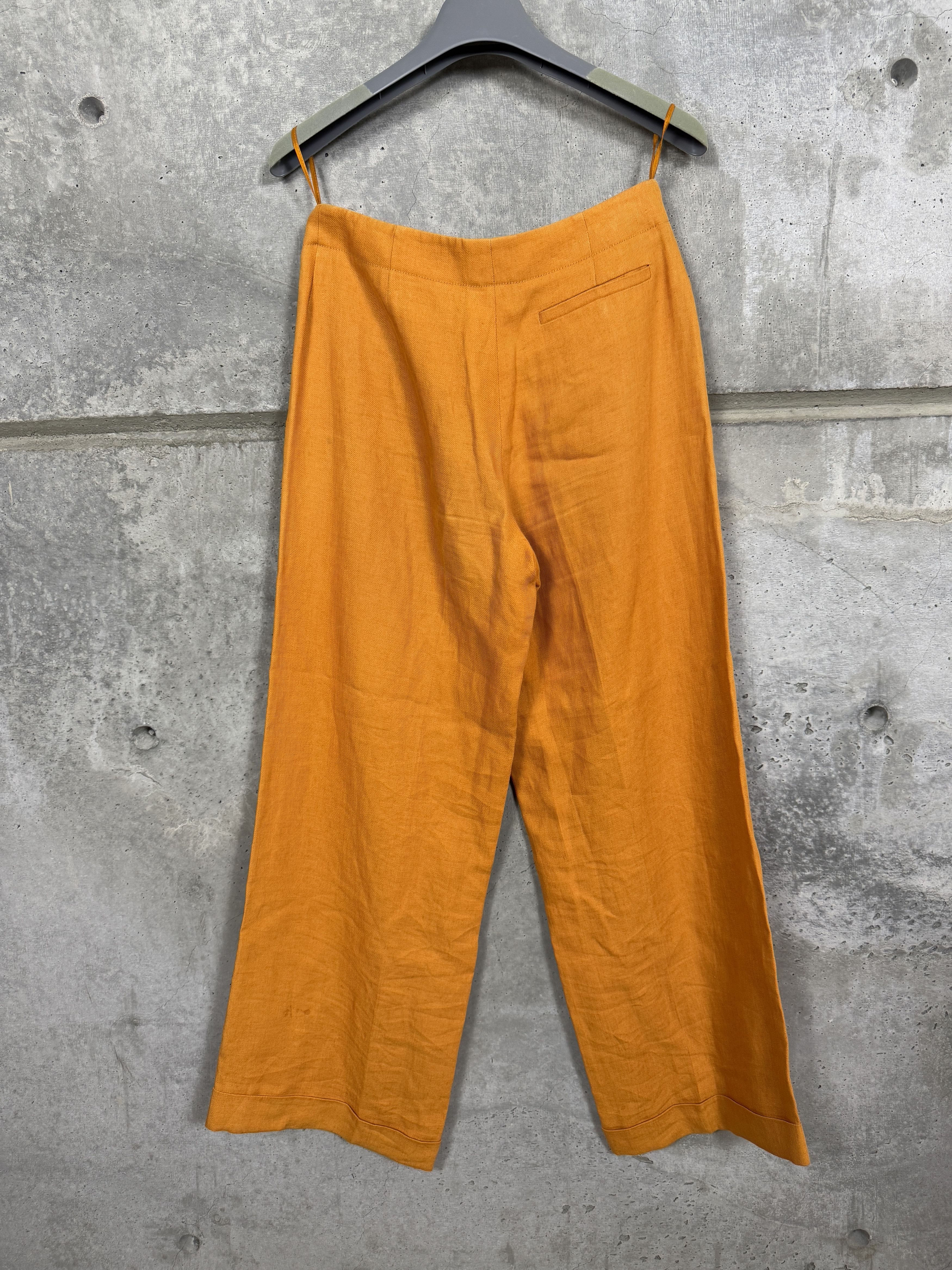 Hermes Hermes by Margiela Orange Linen Wide Leg Pants Size 25" / US 0 / IT 36 - 2 Thumbnail