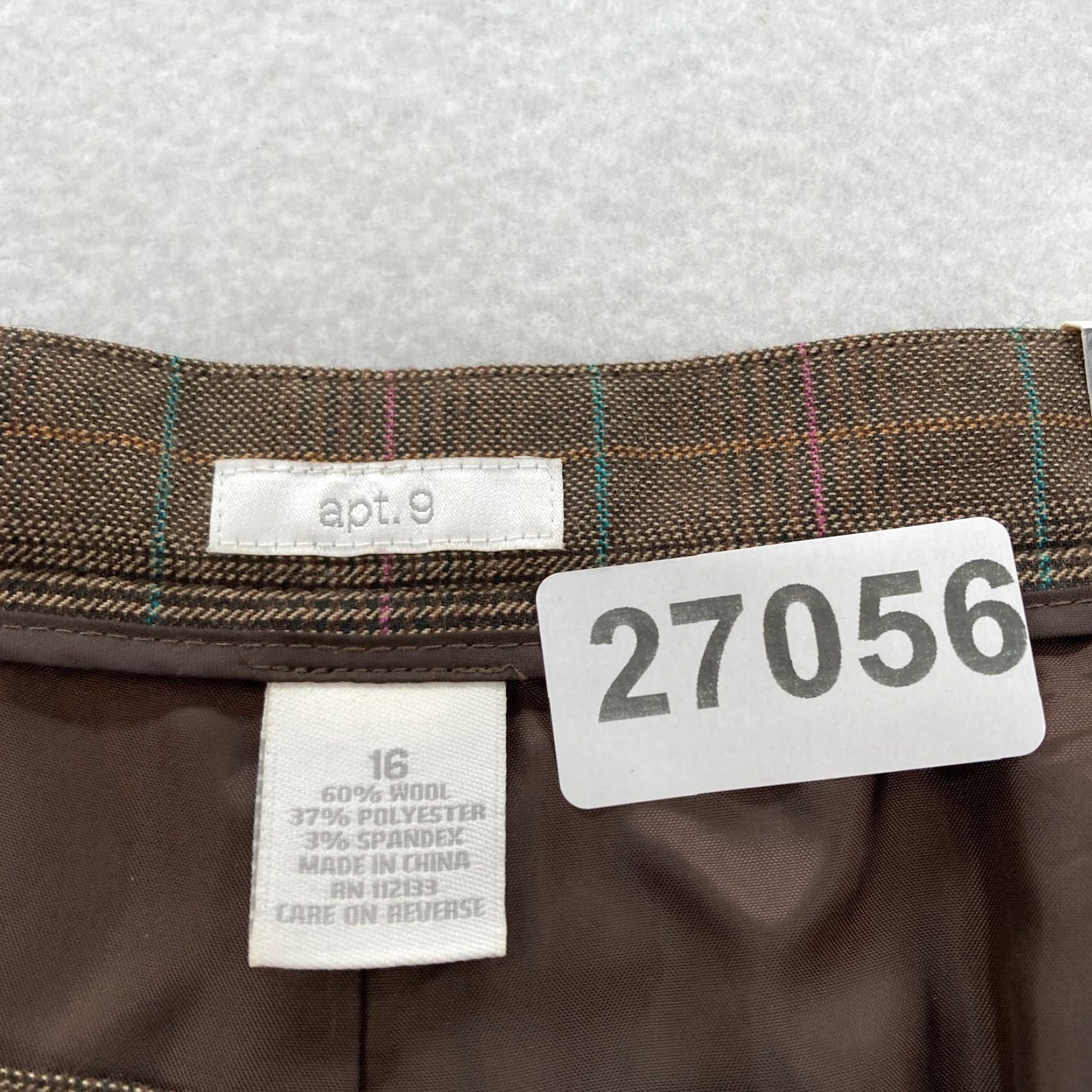 Apt. 9 Apt. 9 The Wallace Pant Women's 16 Classic Fit Brown Plaid Wool Blend Unhemmed Pant Size 38" / US 16 / IT 52 - 5 Thumbnail