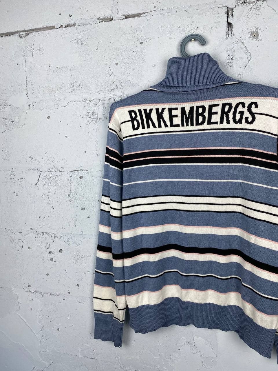 Dirk Bikkembergs Vintage Drik Bikkembergs Striped Big Logo Turtleneck Sweater Size US L / EU 52-54 / 3 - 2 Thumbnail