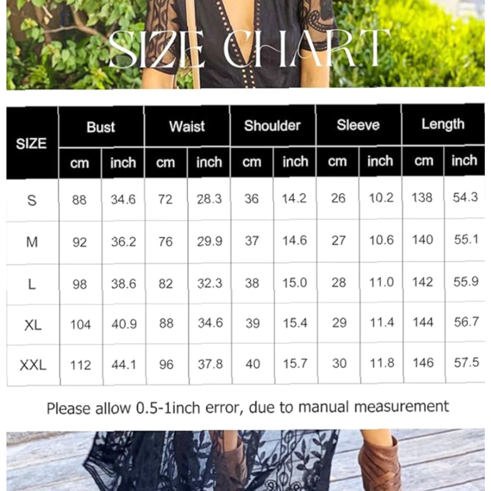 Vintage Eleter Womens Black Deep V-Neck Lace Romper Short Sleeve Long Dress-Size S Size 28" / US 6 / IT 42 - 4 Thumbnail