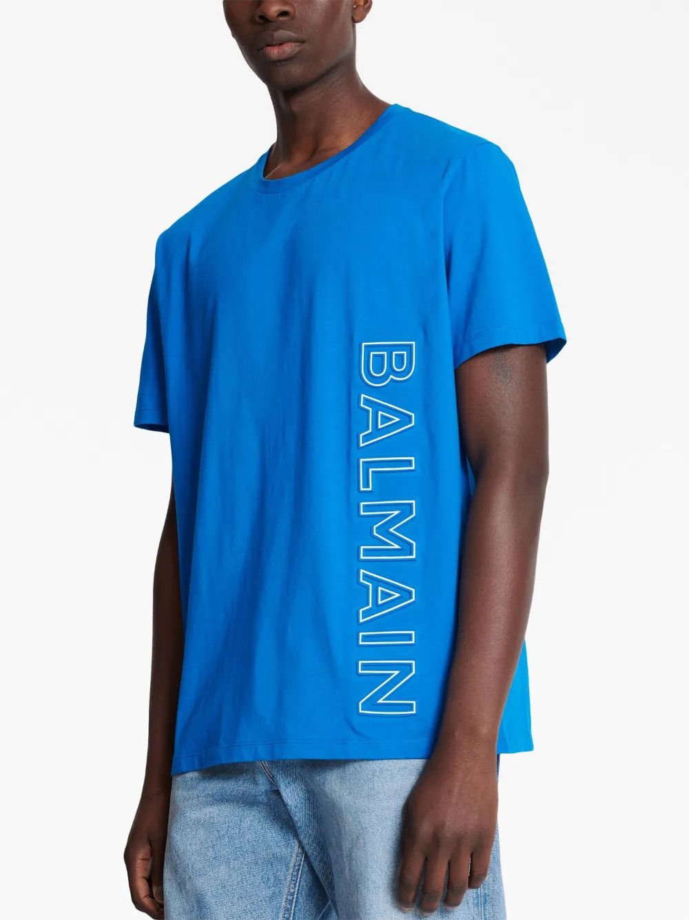 Balmain o1y0426 Logo Crewneck T-Shirt in Bright Blue Size US S / EU 44-46 / 1 - 7 Thumbnail