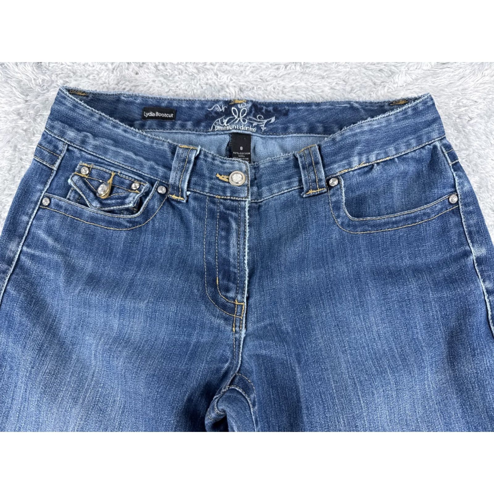 Denime Premium Denim Jeans Women 8 Blue Bootcut Mid Rise 28x31 Distressed 5-Pocket Cotton Jeans XS? Size 30" / US 8 / IT 44 - 4 Thumbnail