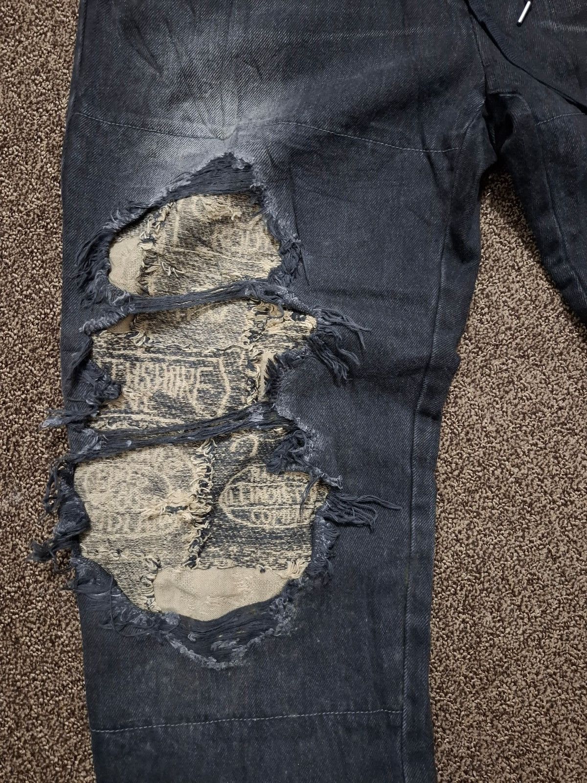 Maison MIHARA YASUHIRO MAISON MIHARA YASUHIRO Damaged Repair Hybrid Denim Trousers Size US 35 - 7 Thumbnail
