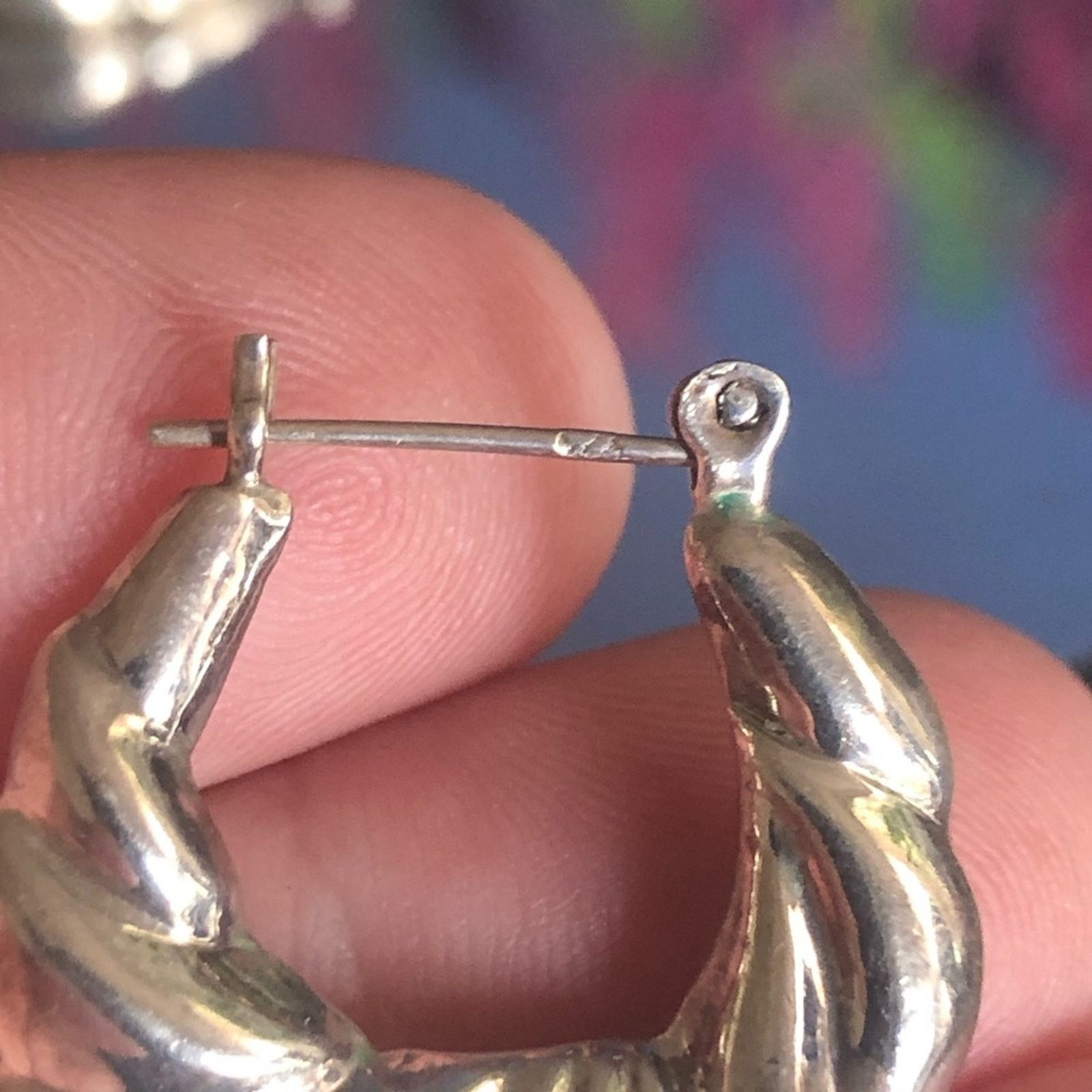Vintage Modern vintage sterling silver 925 textured hoop earrings Size ONE SIZE - 5 Thumbnail
