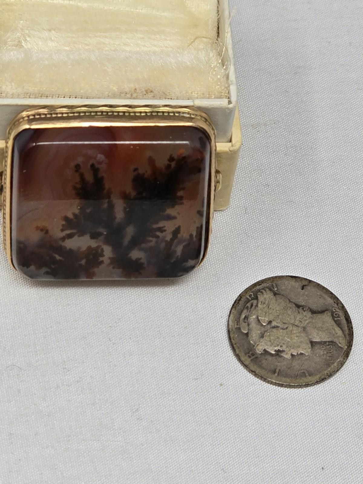 Gianni Valentino Vtg 10K Gold Scenic Dendritic Agate Brooch – Giovanni Apa Size ONE SIZE - 2 Thumbnail