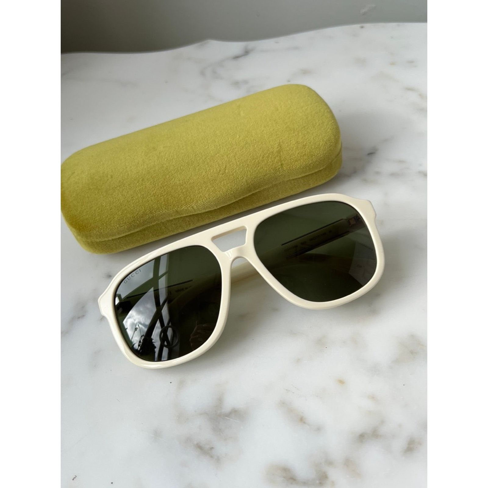 Gucci NEW Gucci GG1188S Ivory Gold Logo Aviator Sunglasses Size ONE SIZE - 3 Thumbnail