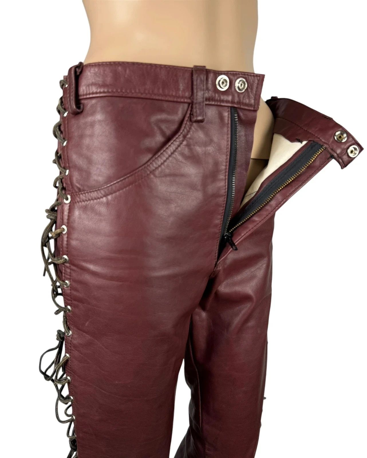 Other Vintage Genuine Leather Pants Lace Up Size 28" / US 6 / IT 42 - 7 Thumbnail
