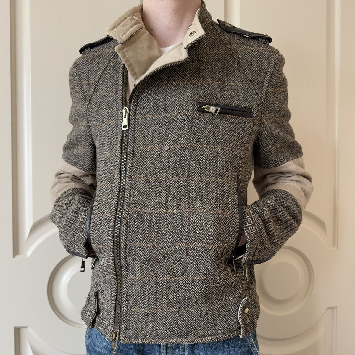 Dsquared2 Dsquared2 F/W 2001–02 Harris Tweed Biker Jacket Size US M / EU 48-50 / 2 - 7 Thumbnail