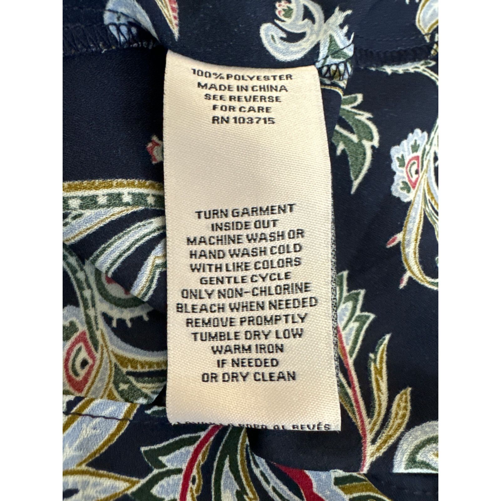Nanette Lepore Nanette Lepore XL Navy Blue Paisley Top Long Sleeve Ruffles Size XL / US 12-14 / IT 48-50 - 5 Thumbnail
