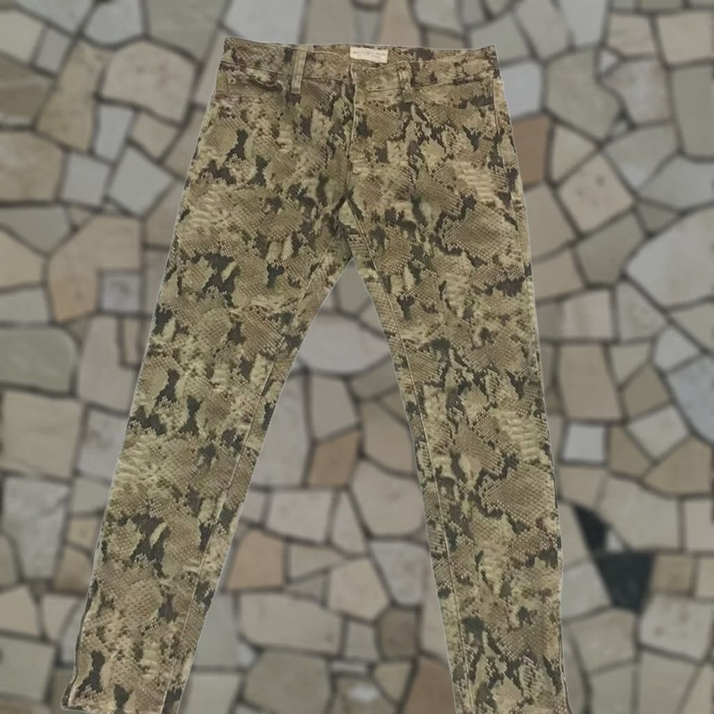Vintage Denim & Supply Ralph Lauren Jeans Women 6 Brown Snake Print Straight Denim Zipper Leg Split Mens? Size 28" / US 6 / IT 42 - 1 Thumbnail